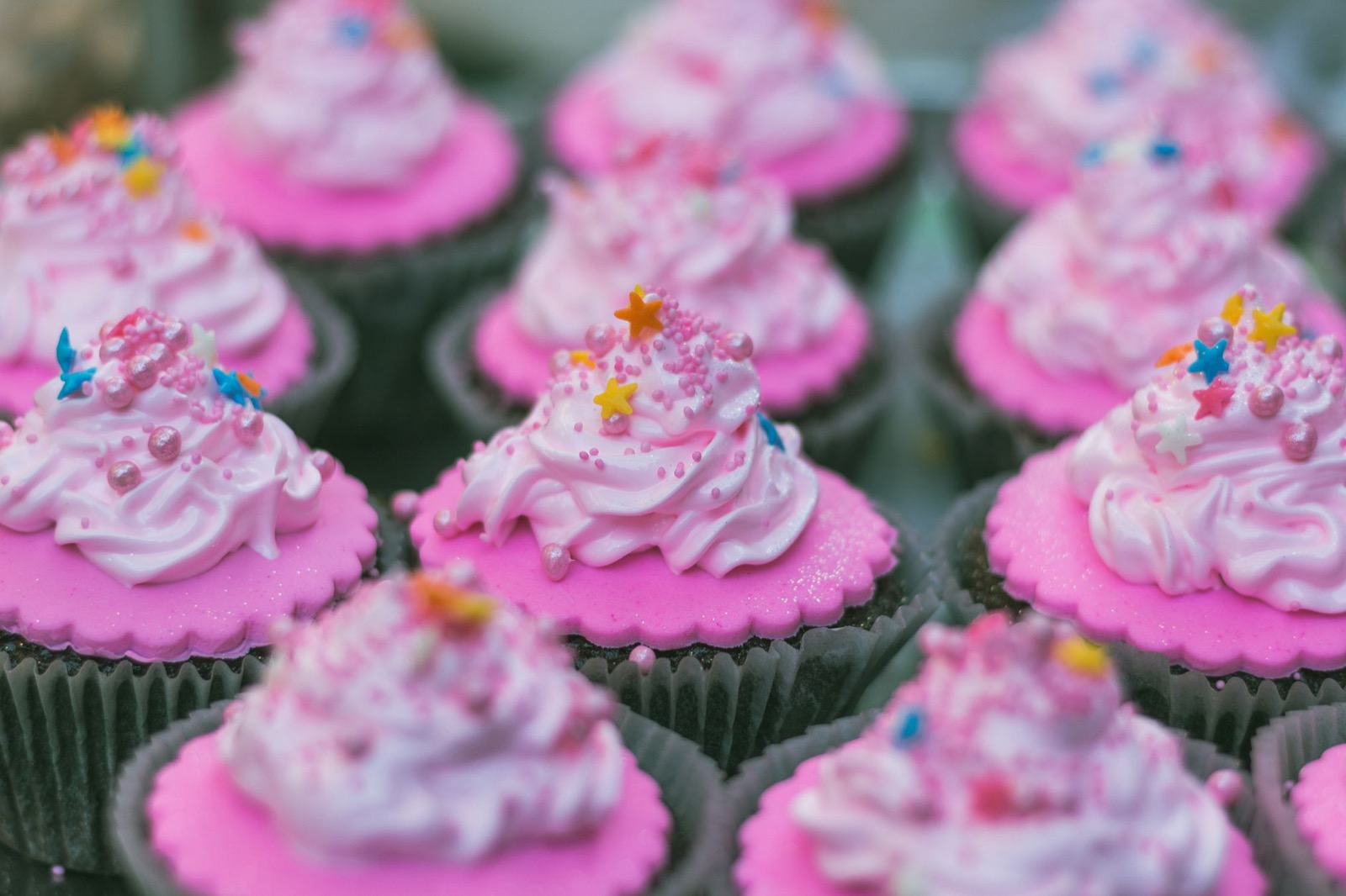 Freshly baked cupcakes with sprinkles